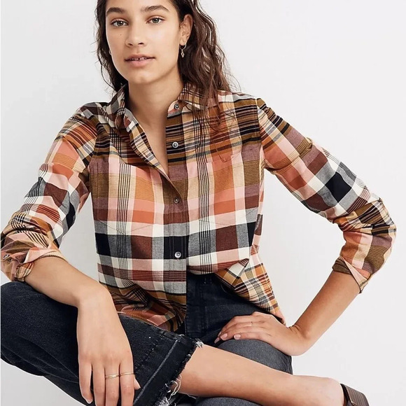 MADEWELL NWOT Classic Ex-Boyfriend Shirt in Seconda Plaid‎ - Picture 1 of 8
